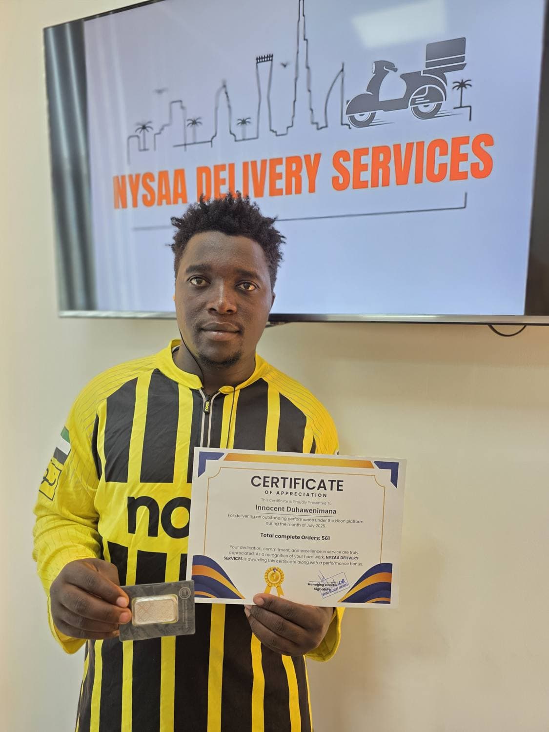 Innocent, a Nysaa rider recognised for top performance on Noon